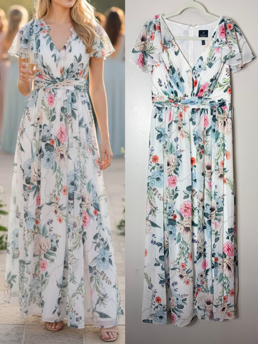 Adrianna Papell Floral Dress Wedding Guest Evening Formal